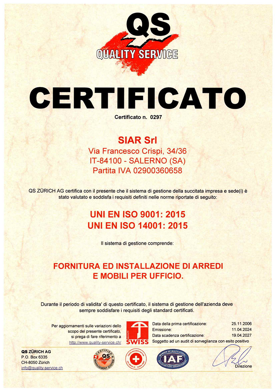 Certificazione UNI EN ISO 9001